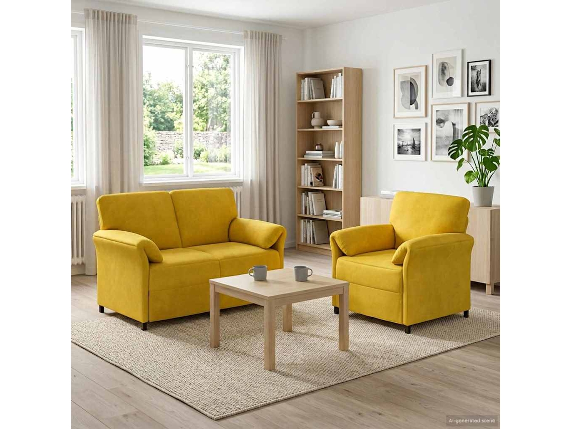 Vidaxl Conjunto De Sofás 2 Unid. Amarelo Veludo
