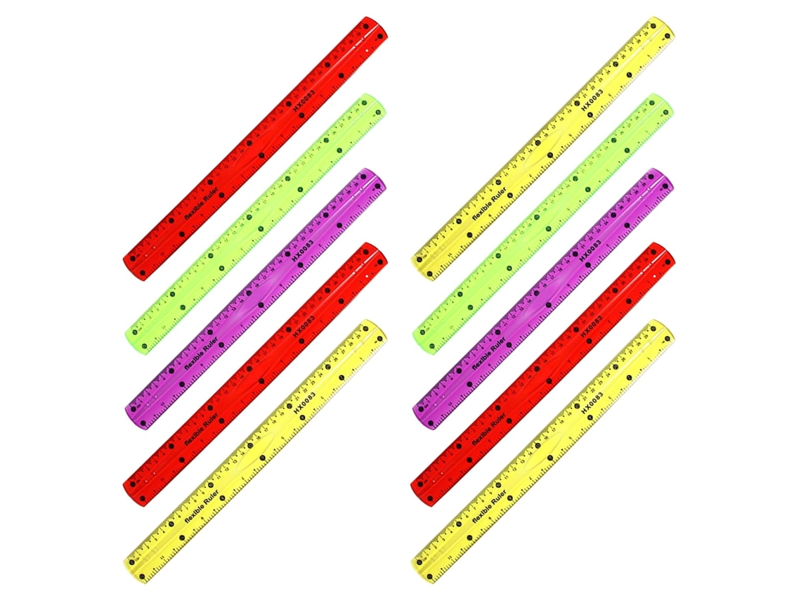 Régua Flexível De Pvc Transparente Aboofan, 10 Peças, Multicolorida