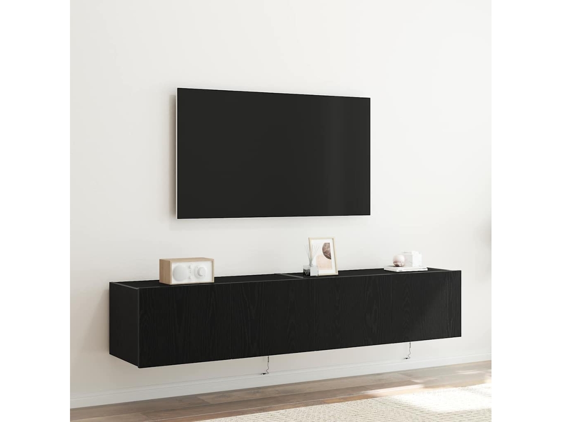 Vidaxl Armário De Tv De Parede 2 Unid. Carvalho Preto