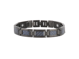 Pulseira De Aço Inoxidável Com Fibra De Carbono Estilo Magnético Para Alívio Da Dor (preto Azul)