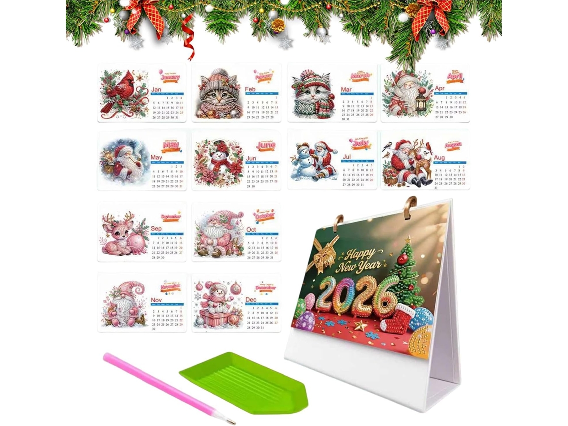 Calendário de Mesa com 2026 Material para Apartamento, Ação e CHABERLU
