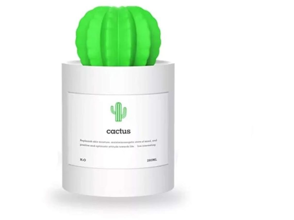 Mini Umidificador Cactus Usb Cool Mist 280ml Ultrassilencioso Yizhood Branco
