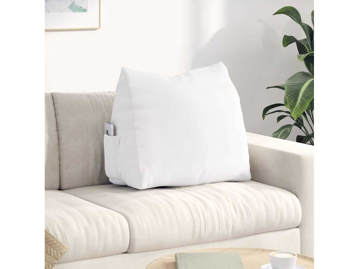 Vidaxl Travesseiro Para Costas Branco 60 X 20 X 50 Cm Tecido
