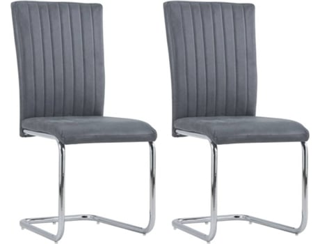 Conjunto 2 Cadeiras de Jantar  Cantilever (Cinzento - Couro Artificial - 42 x 54 x 95 cm)