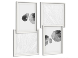Composição De Quadros Manchas De Tinta Abstrata Pintura Espelharte (4 Peças)