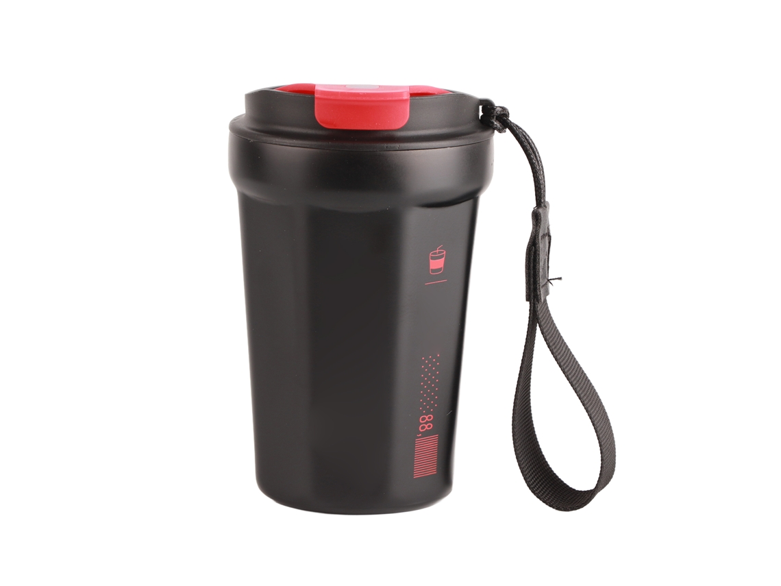 Caneca Térmica de Café 390ml Aço Inoxidável Portátil Mantém Calor/frio para Acampamento Office Preta | S/MARCA