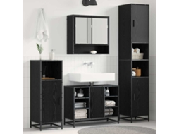 Vidaxl Conjunto De Móveis Para Banheiro Com Porta 4 Pcs Carvalho Preto
