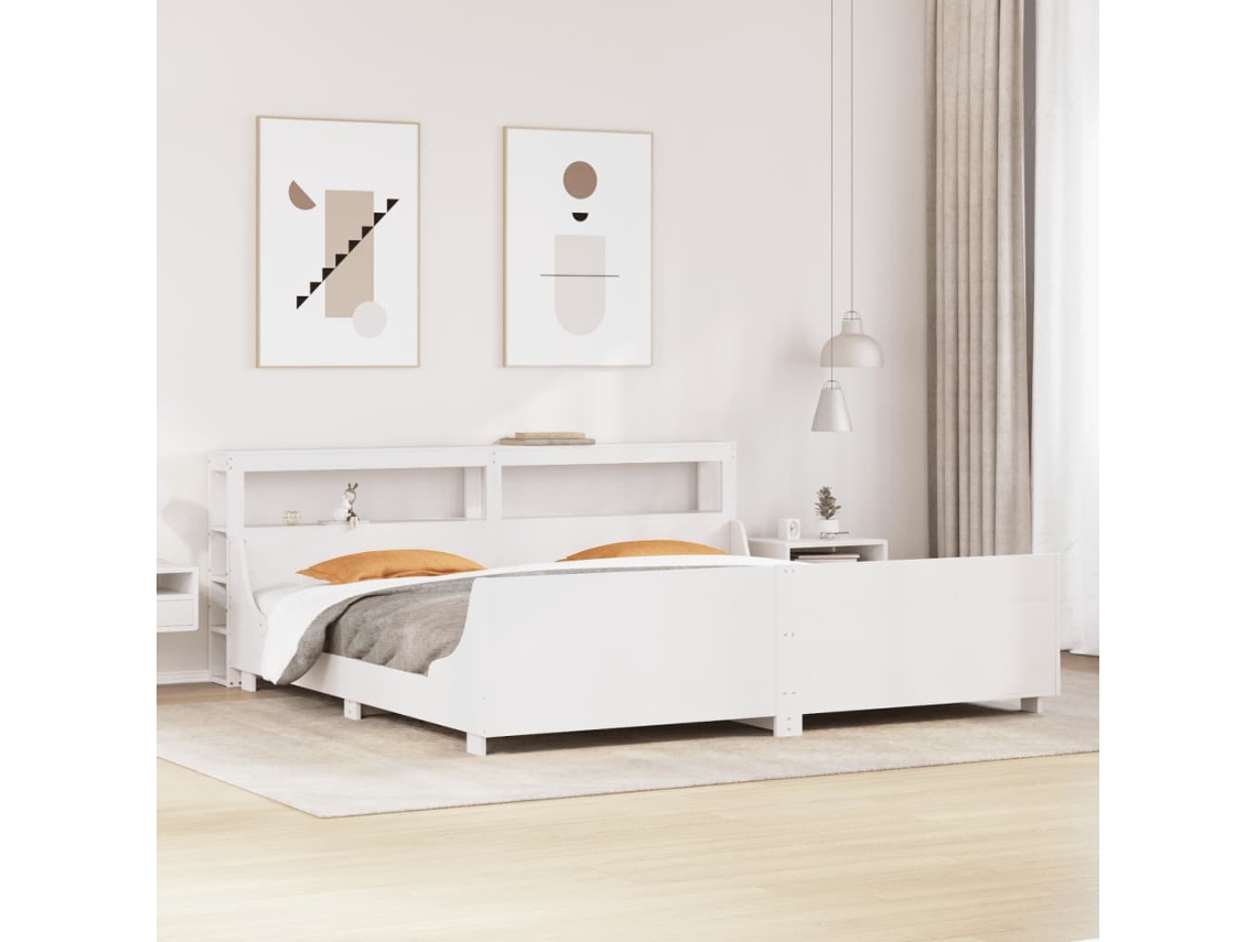 Vidaxl Cama Sem Colchão 180x200 Cm Madeira De Pinho Maciça Branco