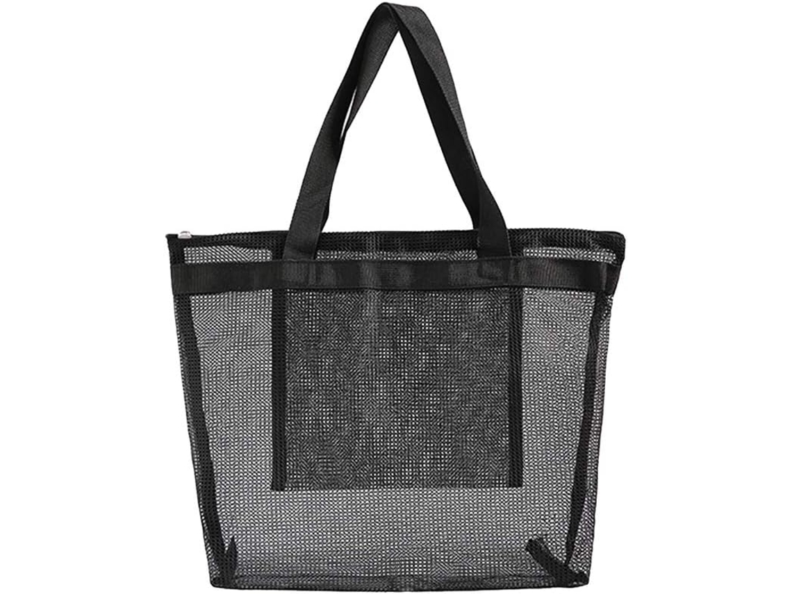 Sacola de Malha Preta Reutilizável para Frutas e Verduras, Bolsa Praia Leve, Ombro com Grande CHABERLU