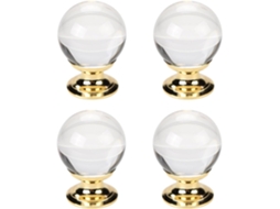 Conjunto De 4 Puxadores Gaveta Com Furo Único, Bola, Para Porta De Guarda Roupa, Armário Ou Gaveta, Com Cristais, Modelo
