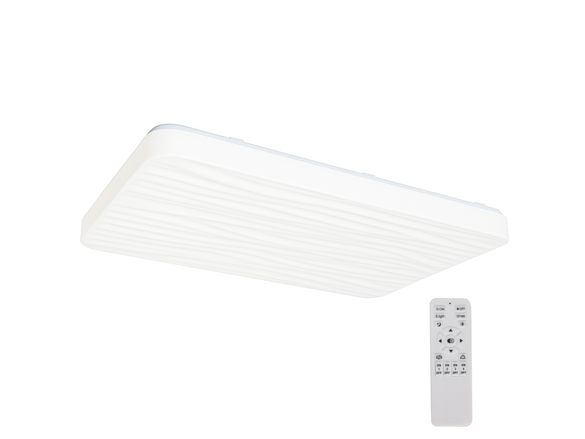 Plafon Led Retangular 90w 945×645×75 Mm, Cct Selecionável 3000/4000/6000k, Acrílico, Com Comando Remoto, Regulável, “wave”.