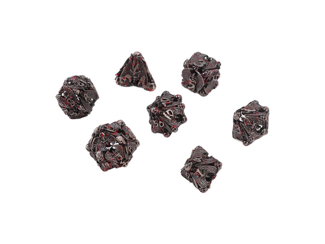 Primerox conjunto de 7 Dados Ocos de Metal Cobre Dados Poliedros para Rpg Jogo Tabuleiro Ensino Matemática