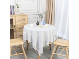 Lurelia Toalha De Mesa Quadrada Algodão Linho Cinza Natural 140x140 Lavável Antirrugas Xadrez Jacquard