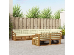 Vidaxl Conjunto De Sofás Para Exterior 8 Unid. Natural E Creme