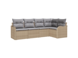 Conjunto 5 Conjunto De Sofá De Jardim Vidaxl Bege Vime Pe (55 X 55 X 37 Cm)
