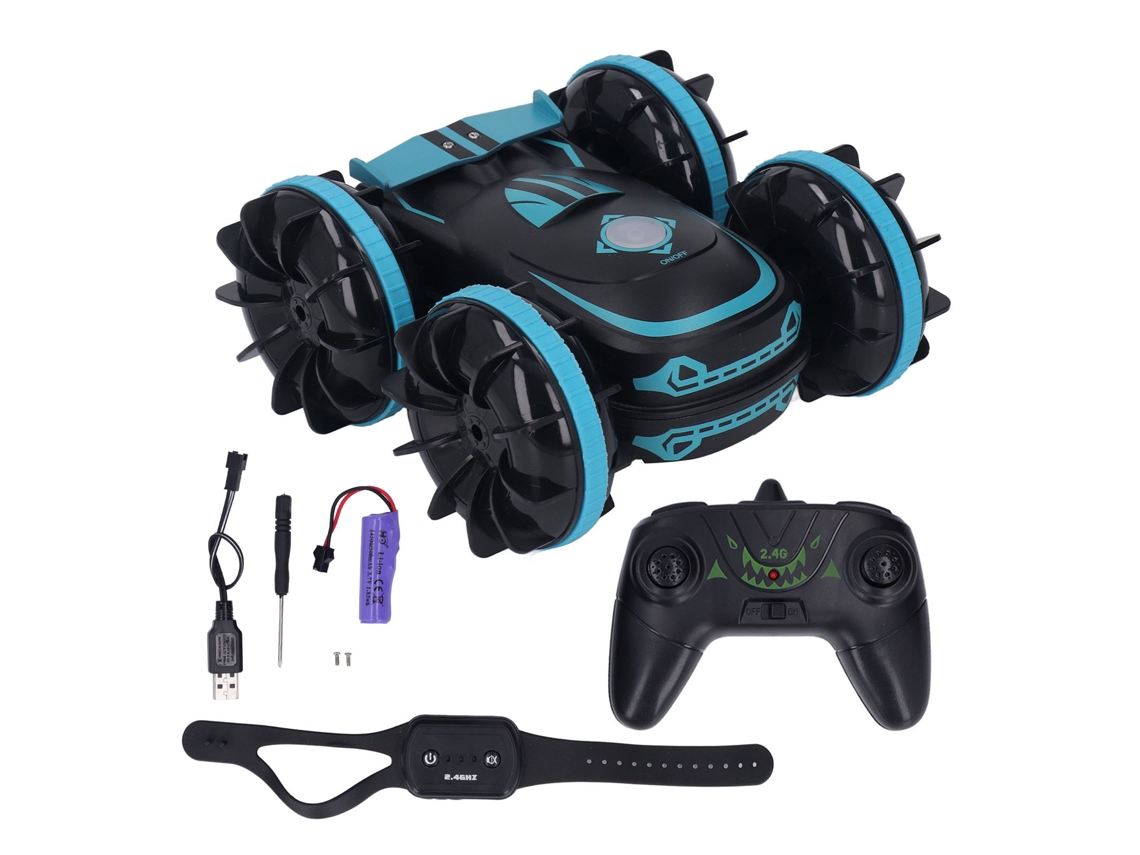 Carro De Stunts Rc Anfíbio Impermeável Com Sensor De Gestos 4wd 360° Rotação 2.4ghz Azul