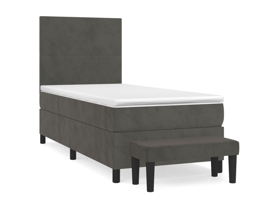 Cama com Molas/colchão 90x200 Cm Veludo Cinza escuro MAISON EXCLUSIVE