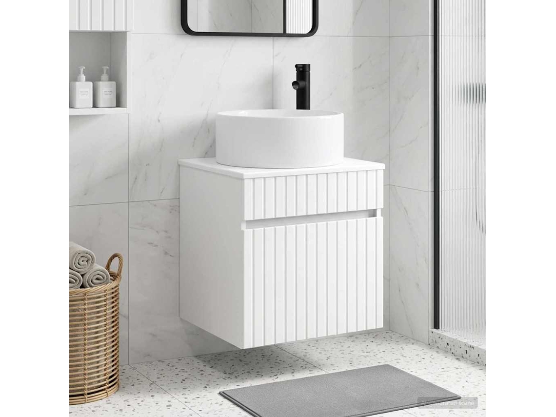 Vidaxl Vanidade De Pia De Parede Branco Brilhante 49 X 44,5 X 65,5 Cm