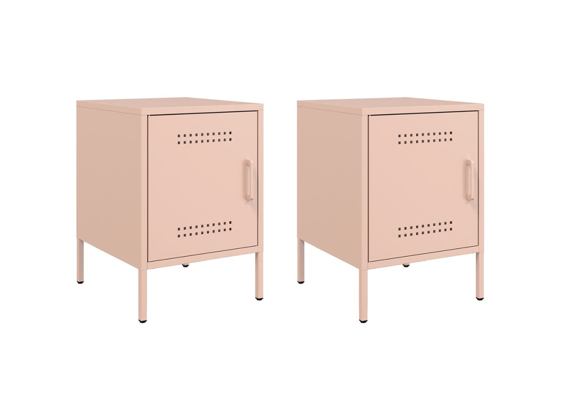 Mesas de Cabeceira 2 Pcs 36x39x50,5 Cm Aço Rosa MAISON EXCLUSIVE