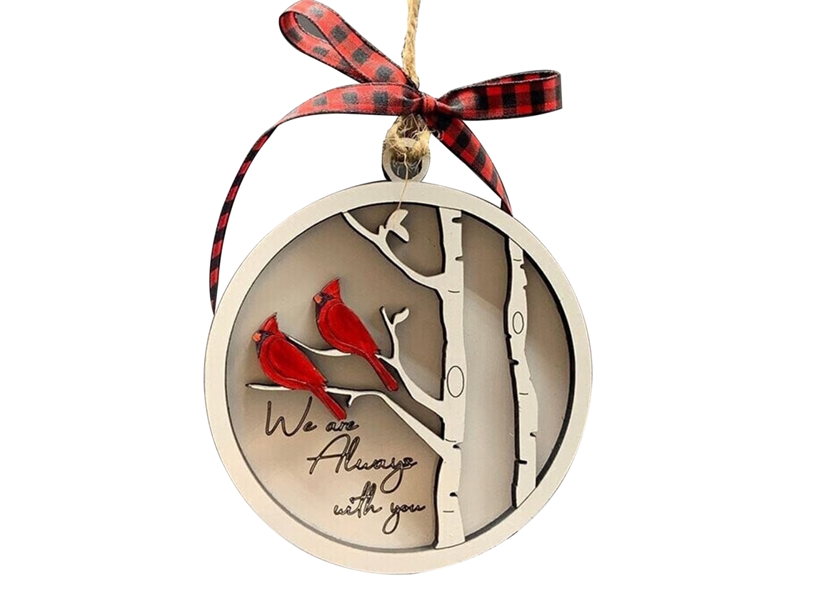 Laxiscreed Adorno De Natal Artesanal Com Cardinal E Dois Pássaros, Ornamento Memorial Festivo