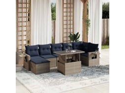 Vidaxl Conjunto De Sofá De Jardim Com 8 Peças E Almofadas Em Rattan Sintético Cinza