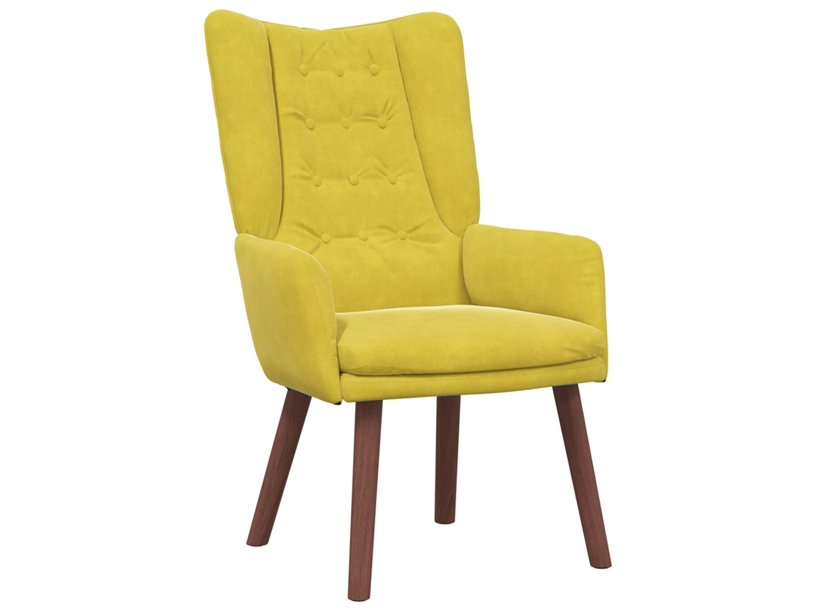 Poltrona De Veludo Ergonómica Amarela Vidaxl Amarelo
