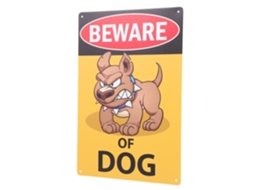 Placa de Ferro com Desenho de Cachorro, Letras e Padrão Nítidos, para Jardim. Placa de Aviso e Lembrete Às Intempéries CHABERLU