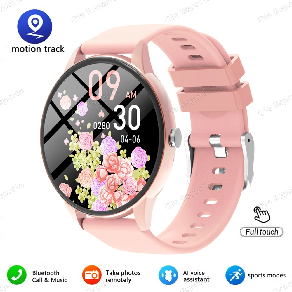 Smartwatch MDUG com Chamadas Bluetooth, Fitness, Frequência Cardíaca, Saúde (rosa)