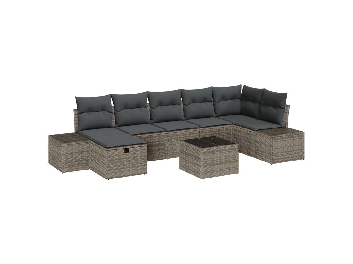 Conjunto 8 Conjunto De Sofá De Jardim Vidaxl Cinzento Vime Pe (55 X 55 X 37 Cm)