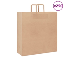 Vidaxl Sacos De Papel 250 Unid Com Alças Castanho 45x17x48 Cm