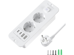Tomada de Embutir Dupla com 2 Portas Usb e Cabo Metros BRILVIBERA