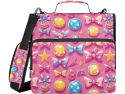 Pasta Organizadora De Documentos Com Estampa Bolinhas Em Estilo Cartoon, Alça De Ombro, Vários Bolsos De 3, 8cm, 3 Compartimentos