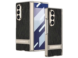 Capa Para Celular Gkk Integrada Em Couro Liso Prateado Brocado Com Suporte Para Samsung Galaxy Z Fold7 5g
