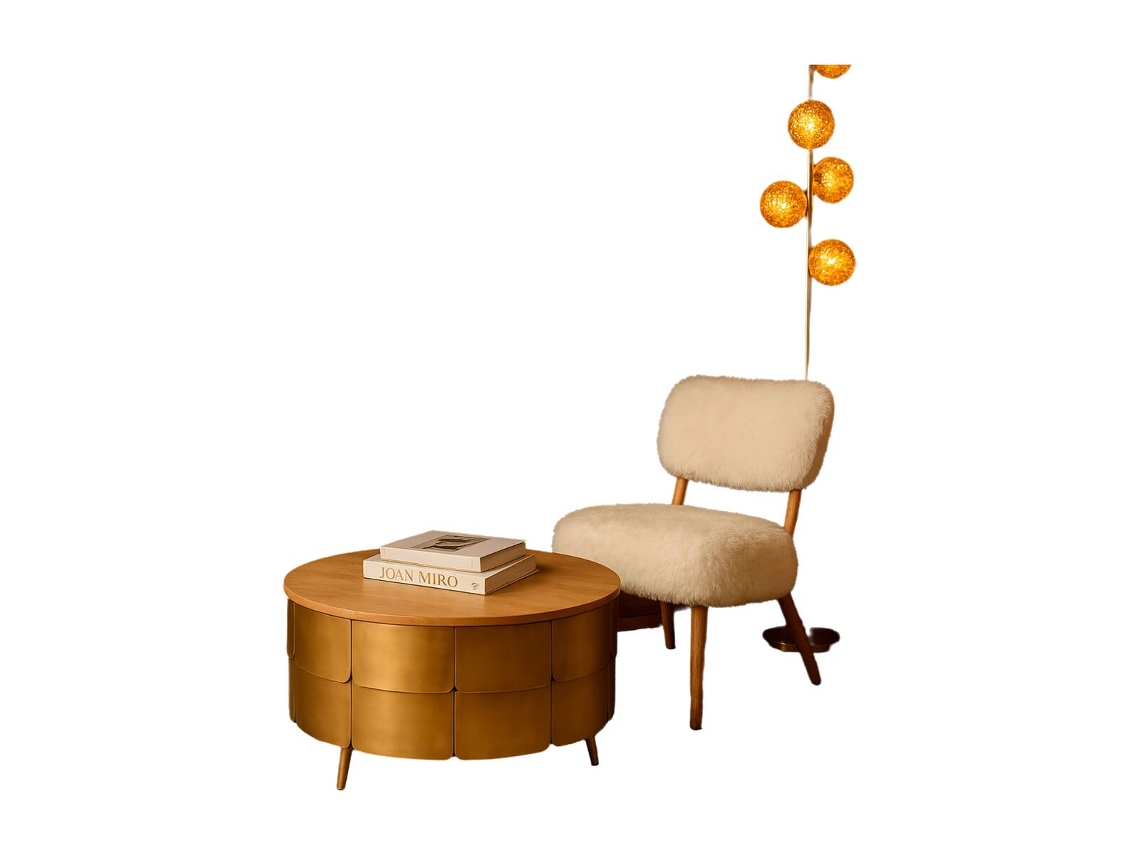Mesa De Centro Casa Esprit Dourado 90 X 90 X 45 Cm
