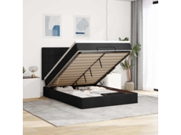 Vidaxl Estrutura De Cama Otomana Com Colchão 140x200 Cm Tecido Preto