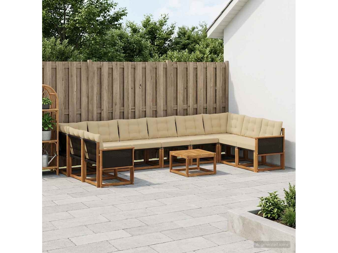 Vidaxl Conjunto De Sofás Para Exterior 11 Pcs Natural E Bege