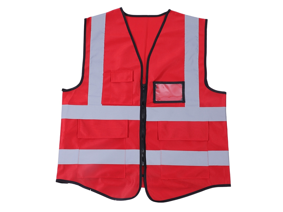 Colete Refletivo Multicolorido De Segurança Vermelho Para Trabalho E Atividades Ao Ar Livre