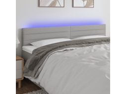 Vidaxl Cabeceira De Cama C/luzes Led Tecido 200x5x78/88 Cm Cinza-claro