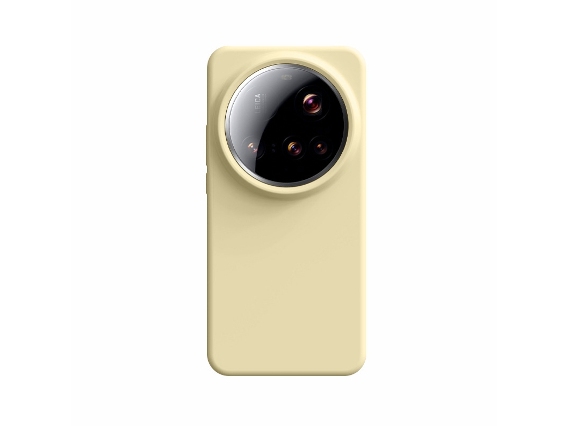 Capa Em Silicone Líquido Fosco Para Xiaomi 15 Ultra, Cor Sólida Amarelo Creme, Proteção Antichoque