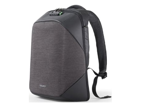 Mochila Tekniko preta com fecho de combinação, cabo antirroubo e porta USB 34x16x46 cm