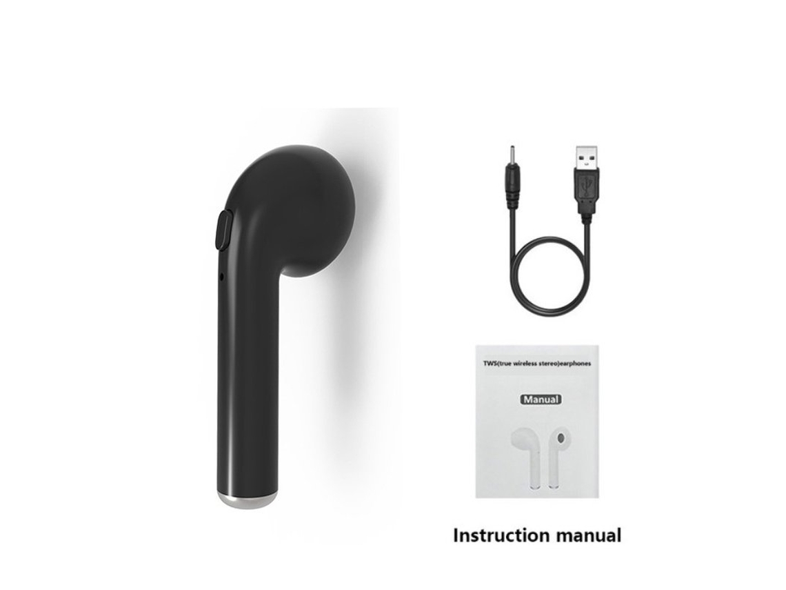 Auriculares Bluetooth True Wireless I7 Compatívtivo com Caixa de Carregamento de Microfone Adequado para Todos Os Smartphones Único Preto