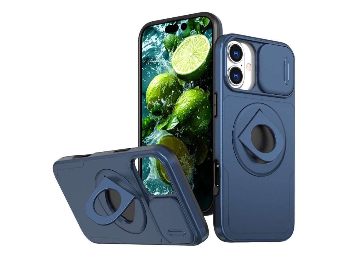 Capa Zruxe Compativel Com Iphone 16 (camshield - Magsafe - Ring Holder - Armor - Azul)