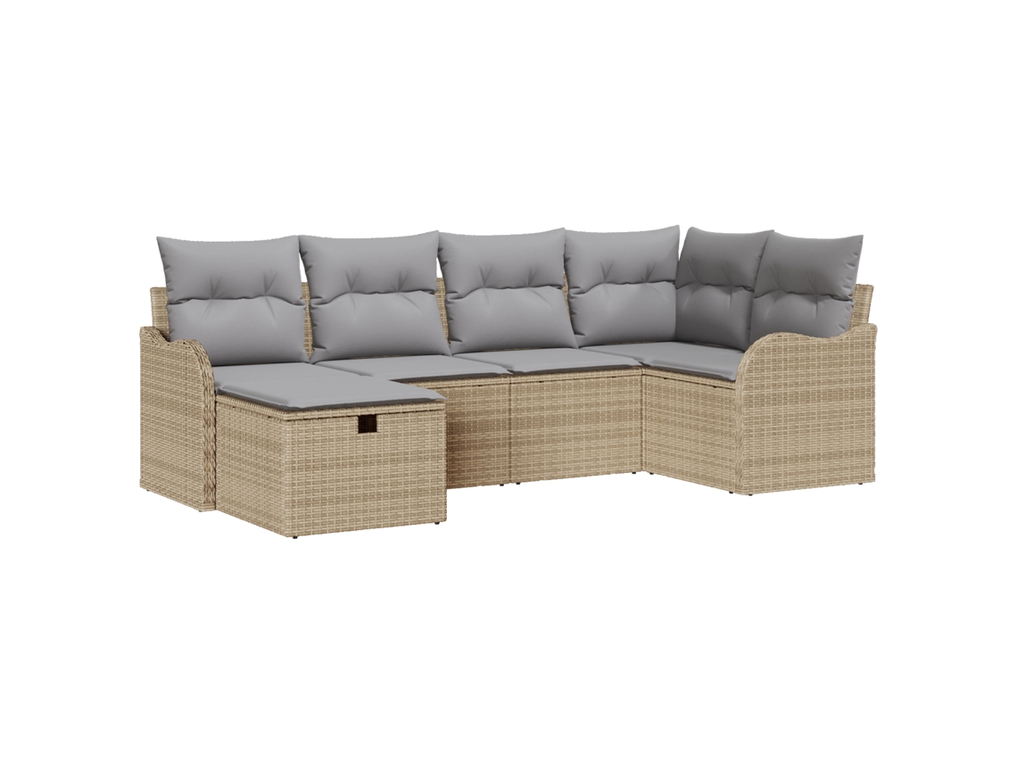 Conjunto 6 Móveis De Jardim Vidaxl Bege Vime Pe (232,5 X 122,5 X 85 Cm)
