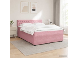 Vidaxl Cama Box Spring Com Colchão Rosa 140 X 200 Cm Veludo