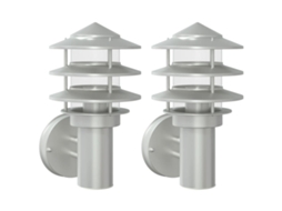 Conjunto 2 Candeeiros de parede p/ exterior VIDAXL aço inoxidável prateado
