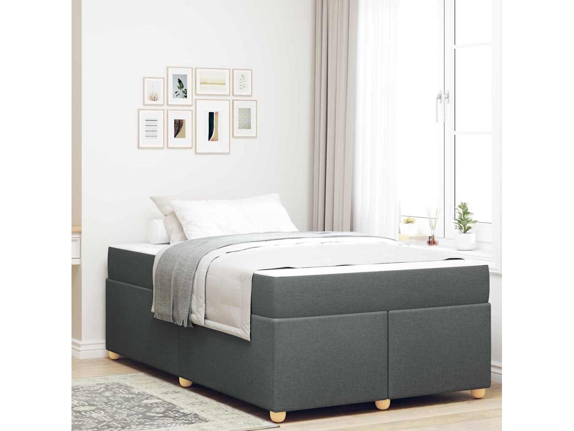 Vidaxl Estrutura Da Cama Com Colchão Cinza Escuro 120 X 190 Cm Tecido