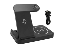 Carregador Sem Fio 4 em 1 com Suporte Dobrável, Estação de Carregamento Multifuncional para Celular, Fone Ouvido e Relógio. GOKOCO