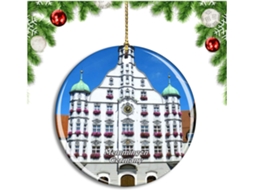 Prefeitura de Memmingen, Alemanha. Enfeite de árvore de Natal para pendurar - Coleção de viagens pela cidade.