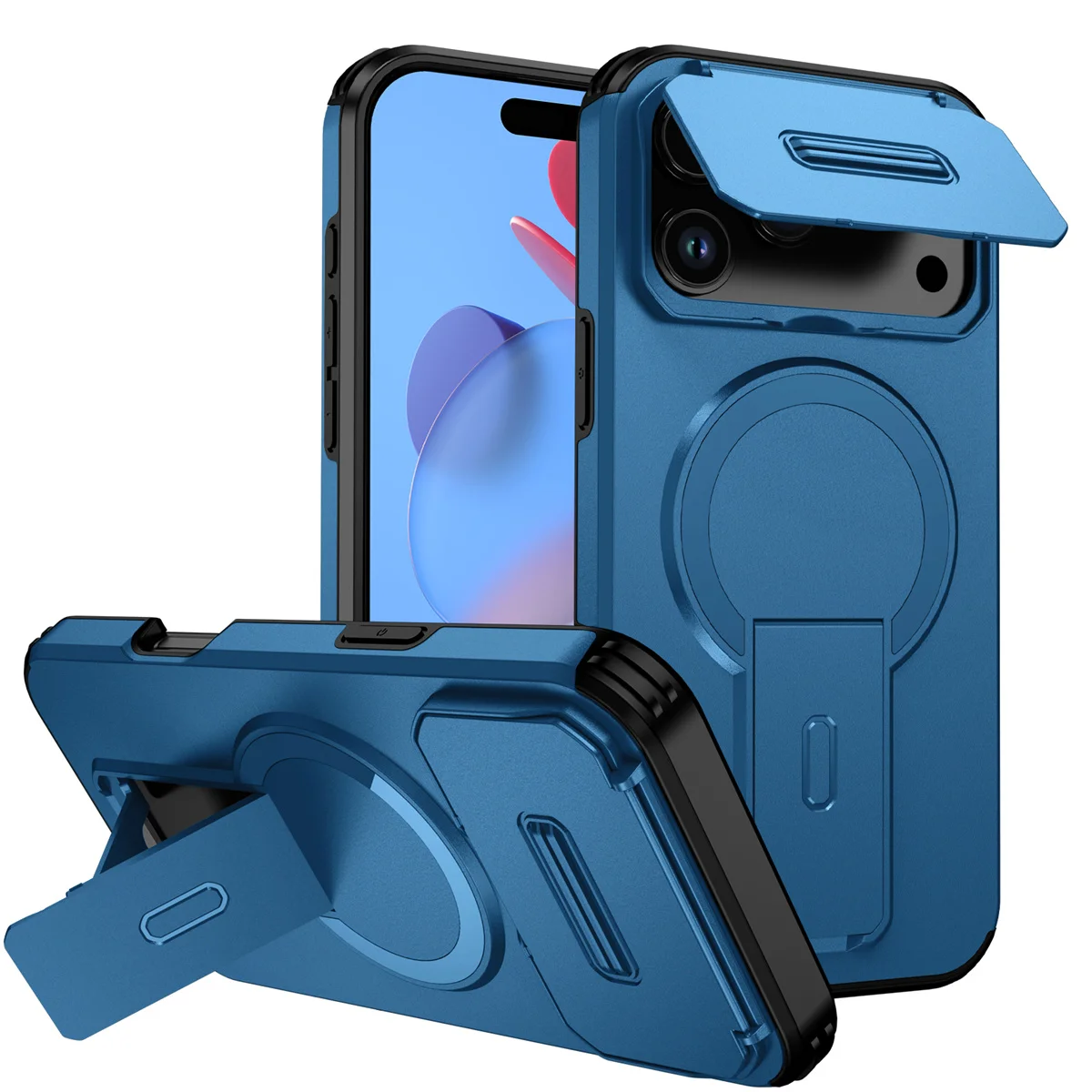 (azul 14plus) Capa Flip Resistente A Impactos Com Suporte Magnético