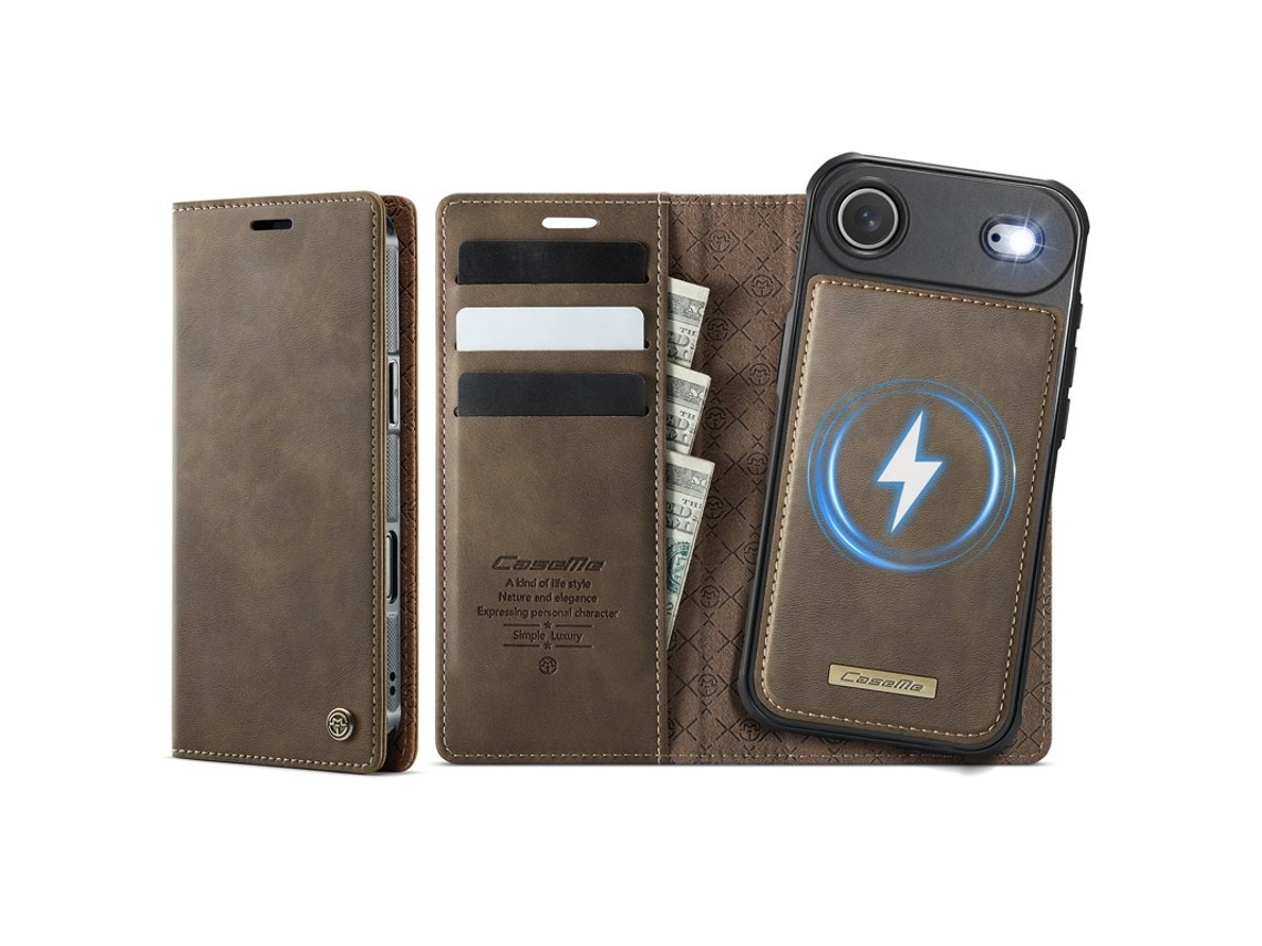 Capa Caseme C49 Para Iphone Air Com Magsafe E Bloqueio Rfid, Em Couro Cor Café